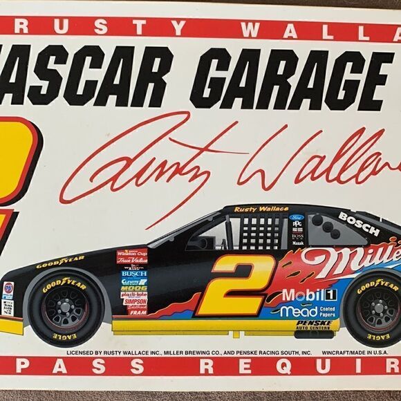 Vintage NASCAR Rusty Wallace garage pass sign license plate - Picture 4 of 8